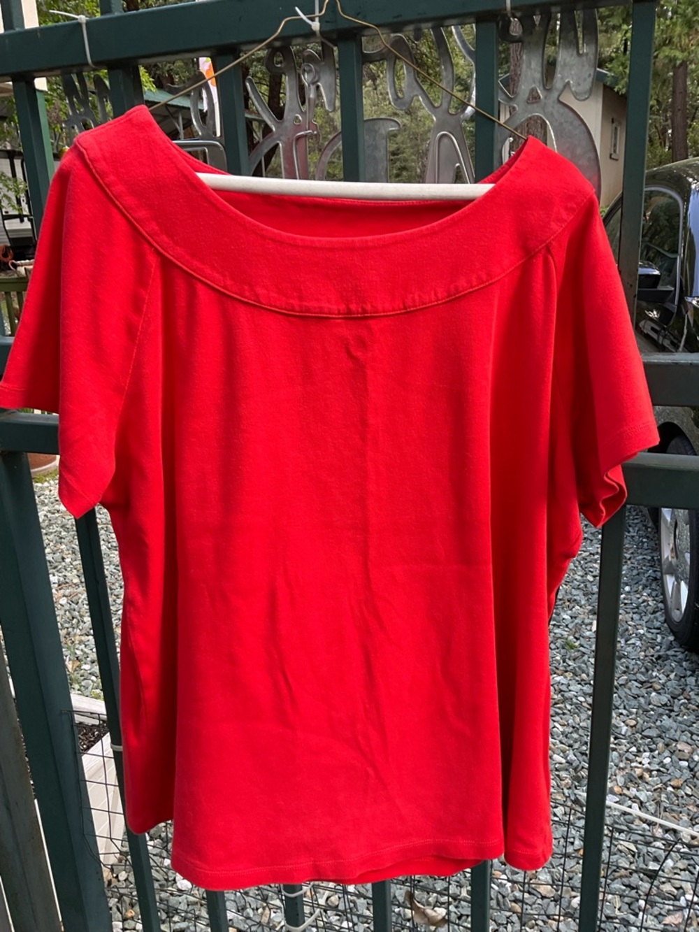 7-2026-Rafaella Bright Red Short Sleeve Scoop Neck Top